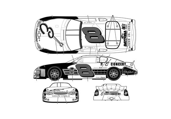 Download drawing Chevrolet Monte Carlo No 8 Dale Earnhardt Jr Tribute